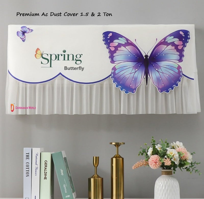 DARSHANAM WORLD Jacquard Butterfly Design Ac Cover For 1.5 Ton | Premium Work Indoor AC Dust Protection Cover Designer Folding Adjustable Split Ac Cover - Image 2