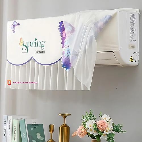 DARSHANAM WORLD Jacquard Butterfly Design Ac Cover For 1.5 Ton | Premium Work Indoor AC Dust Protection Cover Designer Folding Adjustable Split Ac Cover - Image 3