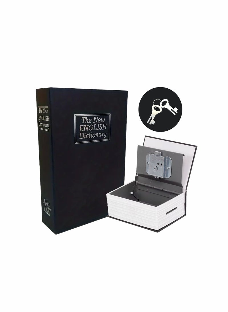 توشيونيكس خزانة كتب قاموسية من الفولاذ للأمن المنزلي مع قفل بمفتاح وصندوق أمان مخفي لحفظ النقود والمجوهرات الصغيرة والأشياء الثمينة وخزانة صغيرة محمولة بتصميم كتاب واقعي وهيكل فولاذي متين وصندوق نقود سري للاستخدام في المنزل والمكتب والسفر - Image 1