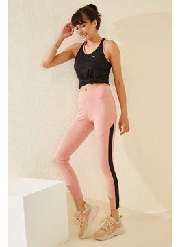 Tommy Life Powder Women's High Waist Slim Fit Skinny Leg Leggings with Stripe Detail-94542_1  - Image 5