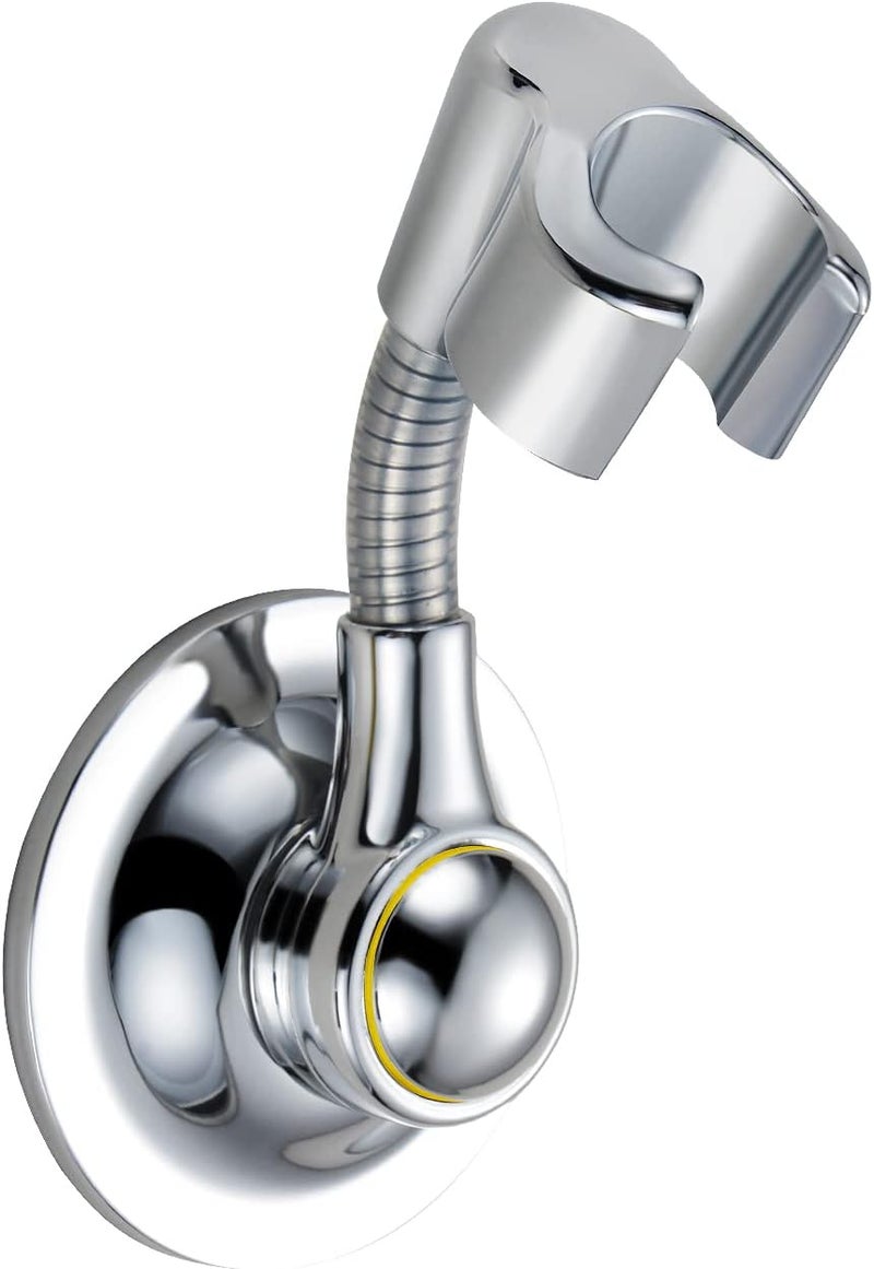 Shower Head Holder: Silver ABS 360-Degree Adjustable - Quick Tool-Free Suction Cup Installation Removable Shower Holder for Renters Compact Bathroom Organization - Image 1