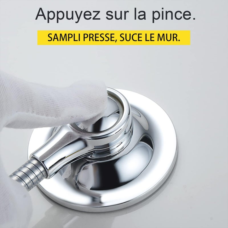 Shower Head Holder: Silver ABS 360-Degree Adjustable - Quick Tool-Free Suction Cup Installation Removable Shower Holder for Renters Compact Bathroom Organization - Image 4