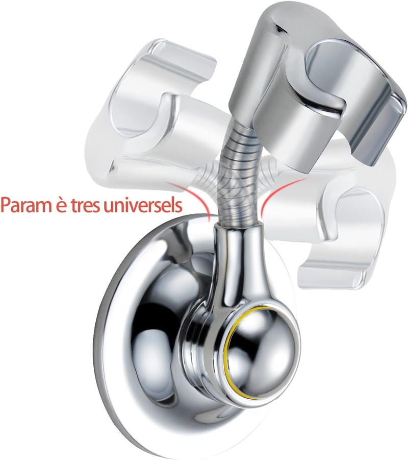 Shower Head Holder: Silver ABS 360-Degree Adjustable - Quick Tool-Free Suction Cup Installation Removable Shower Holder for Renters Compact Bathroom Organization - Image 3