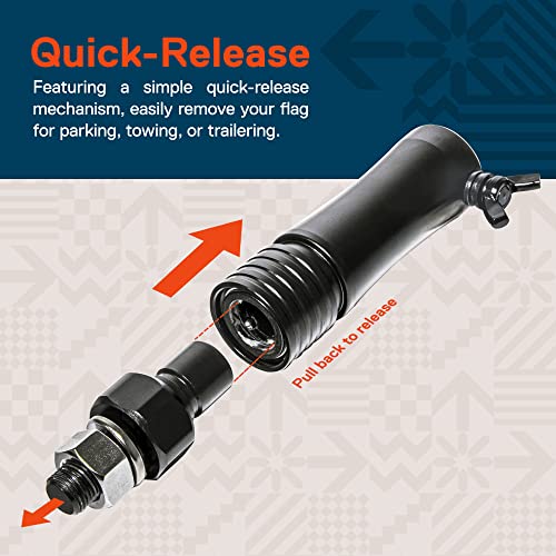 ONLINE LED STORE True Mods Quick-Release Flag Pole Holder Kit [1/4" & 5/16" Poles] [LED Whip Mount Ready] Aluminum Mounting Base for ATV UTV Sand Dune Buggy 4 Wheeler Side By Side SXS Polaris RZR Razor Can-Am Maverick - Image 3