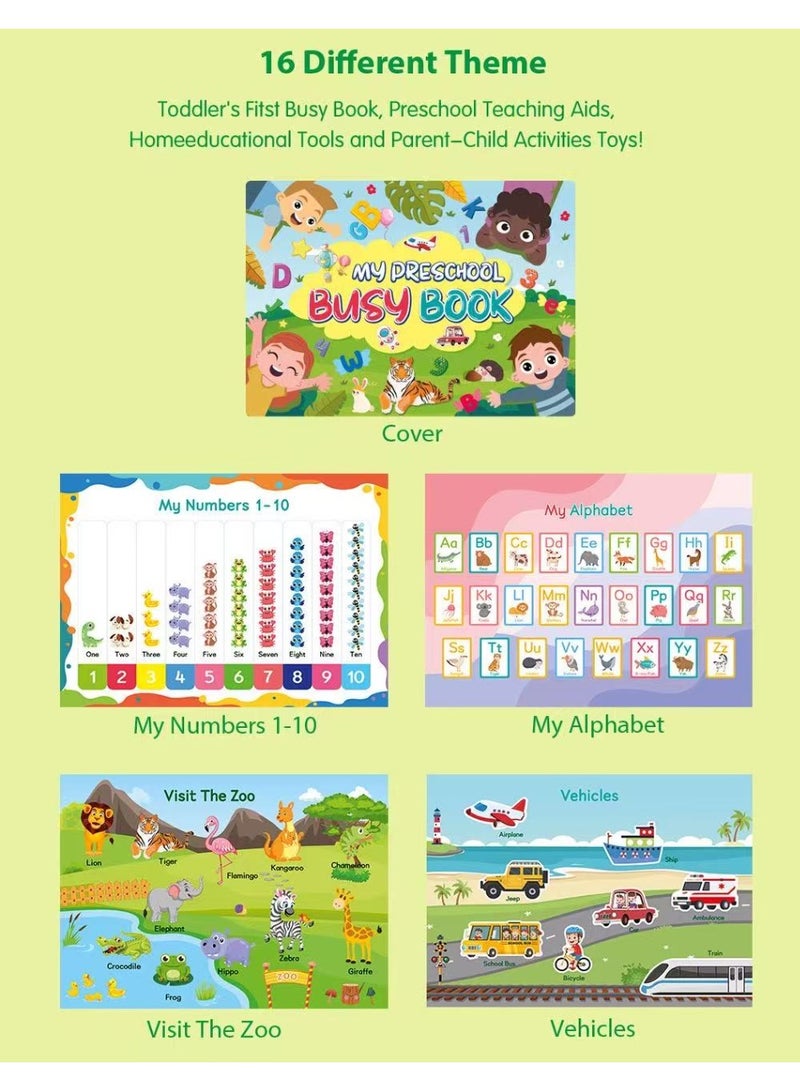 Prime Choice Kids Busy Book Montessori Preschool Learning Activity Book with Reusable Stickers, 16 Educational Themes, 8 Color Markers, DIY Early Learning Quiet Book for Toddlers Ages 3-6 - Image 2
