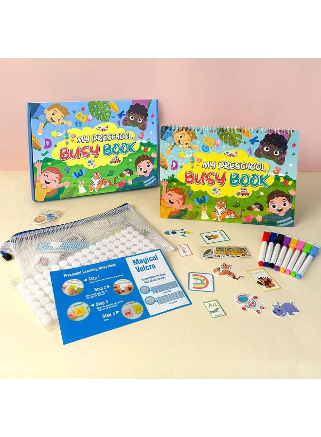 Prime Choice Kids Busy Book Montessori Preschool Learning Activity Book with Reusable Stickers, 16 Educational Themes, 8 Color Markers, DIY Early Learning Quiet Book for Toddlers Ages 3-6 - Image 5
