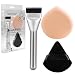 BEAUTYFACTOR Flat Foundation Brush and Powder Puff Set Korean Makeup Brush Teardrop Sponge for Liquid FoundationPremium Face Makeup Brush Sponge for Blending Cream Setting Powder - Image 2