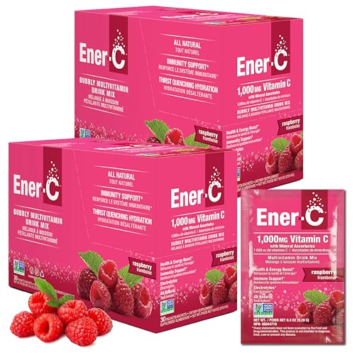 Ener-C EnerC Multivitamin Drink Mix Vitamin Packets for Water Electrolytes Powder Packets Vitamin Drink Mix Hydration Liquid Mix Immune Booster for Adults Healthy Energy Raspberry 60 Count - Image 1