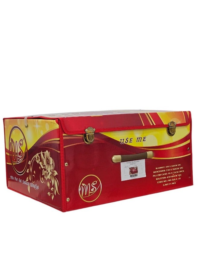 ام اس طقم بطانية شتوية ثقيلة مكون من 5 قطع 220×240 مع غطاء مرتبة 260×230 سم، و2 كيس وسادة 55×75 سم وغطاء كامل للمجموعة 43×140 سم، بطانية فائقة النعومة مزدوجة الطبقات مصنوعة من مواد عالية الجودة وصناعة كورية ممتازة (وزن المجموعة الكاملة 11.5 كجم) - Image 5