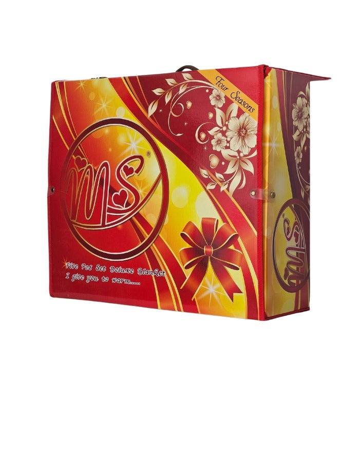 ام اس طقم بطانية شتوية ثقيلة مكون من 5 قطع 220×240 مع غطاء مرتبة 260×230 سم، و2 كيس وسادة 55×75 سم وغطاء كامل للمجموعة 43×140 سم، بطانية فائقة النعومة مزدوجة الطبقات مصنوعة من مواد عالية الجودة وصناعة كورية ممتازة (وزن المجموعة الكاملة 11.5 كجم) - Image 4