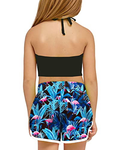 Deerose Flamingo Tropical Shorts for Girls Surfing Beach Shorts Hawaiian Palm Trees Boardshorts 7-8 Years - Image 4