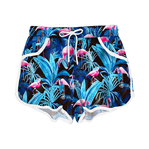 Deerose Flamingo Tropical Shorts for Girls Surfing Beach Shorts Hawaiian Palm Trees Boardshorts 7-8 Years - Image 5