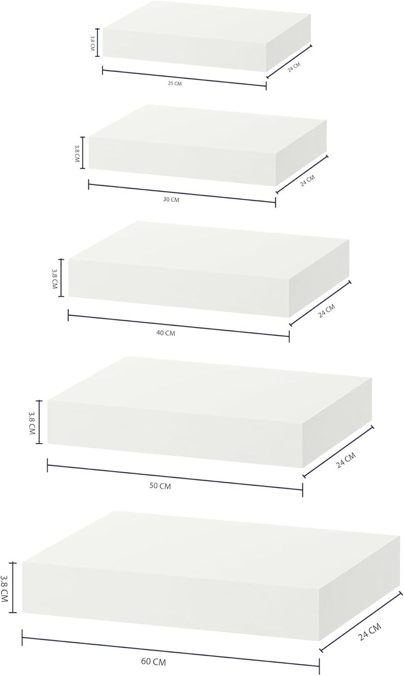 AsolBD Decorative Floating Wall Mounted Shelves with Stylish Invisible Brackets, Modern Faux Wood Storage with Matte Finish for Bedroom, Living Room, Bathroom, Kitchen Décor, 1 Piece (White, 30 CM) - Image 3