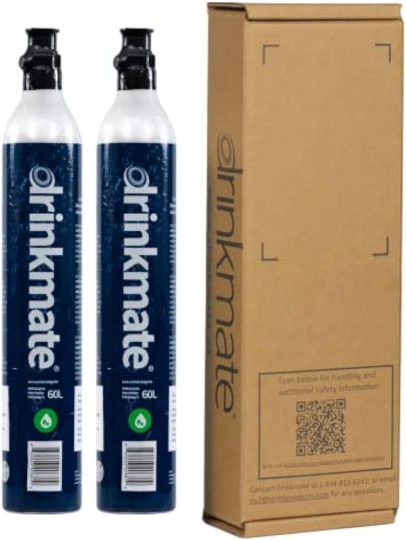 DrinkMate 60 Litre Spare Gas CO2 Cylinders, Compatible With SodaStream- 2 Pack - Filled - Image 1
