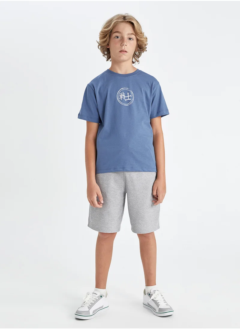 DeFacto Printed Round Neck Short Sleeve T-Shirt