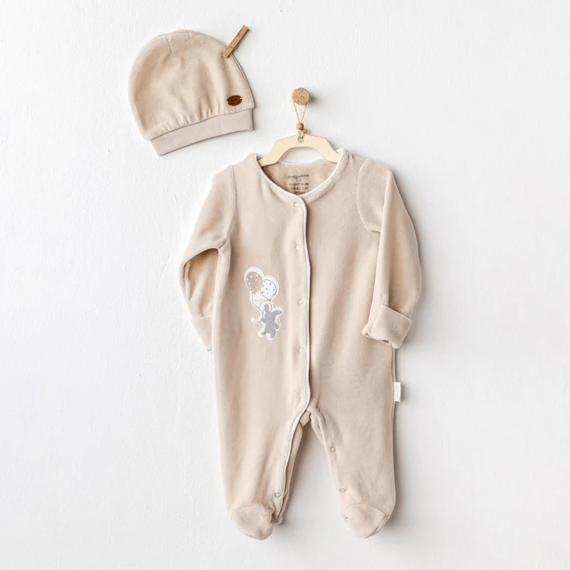 Andywawa Baby Boy Jumpsuit Romper Hat Set Velvet Happy Everyday AC25064
