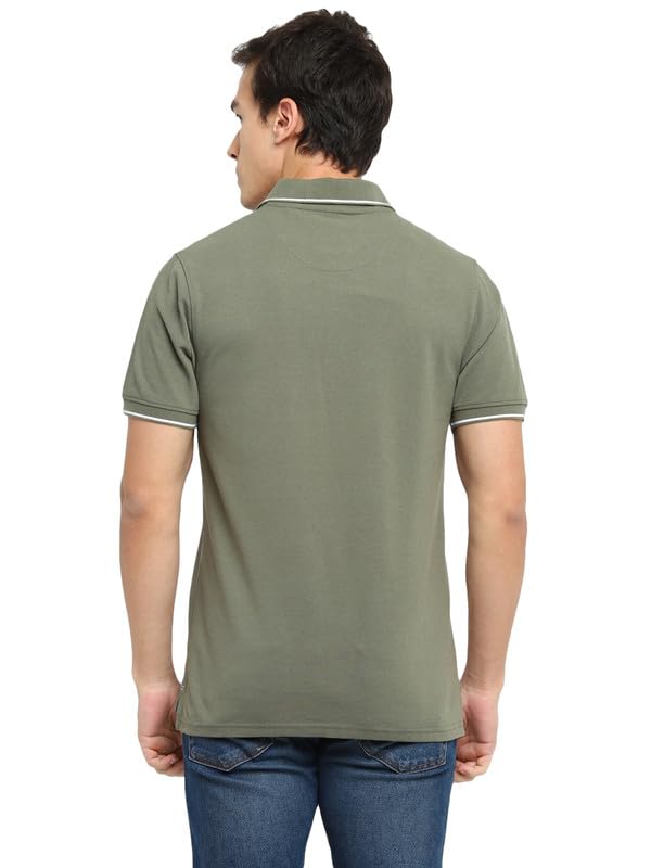 AMERICAN CREW Men Cotton Regular Fit Polo Collar T-Shirt with Pocket (AC392-3XL_Light Olive) - Image 3