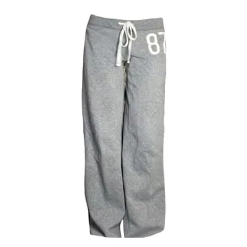 Vhitler Cute Jersey Pajama Pants Y2k Low Rise Pj Pants Wide Leg Drawstring Pants Preppy Aesthetic Lounge Pants Grunge Pants (Grey,S,Small) - Image 1