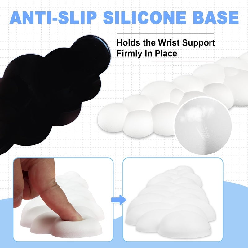 SAGREENY Cloud Keyboard Wrist Rest, 16.9" Extended Wrist Rest Ergonomic Memory Foam With Non-Slip Base For Typing Pain Relief, Office, Gaming, Computer, Laptop, Desk (White) - Image 5