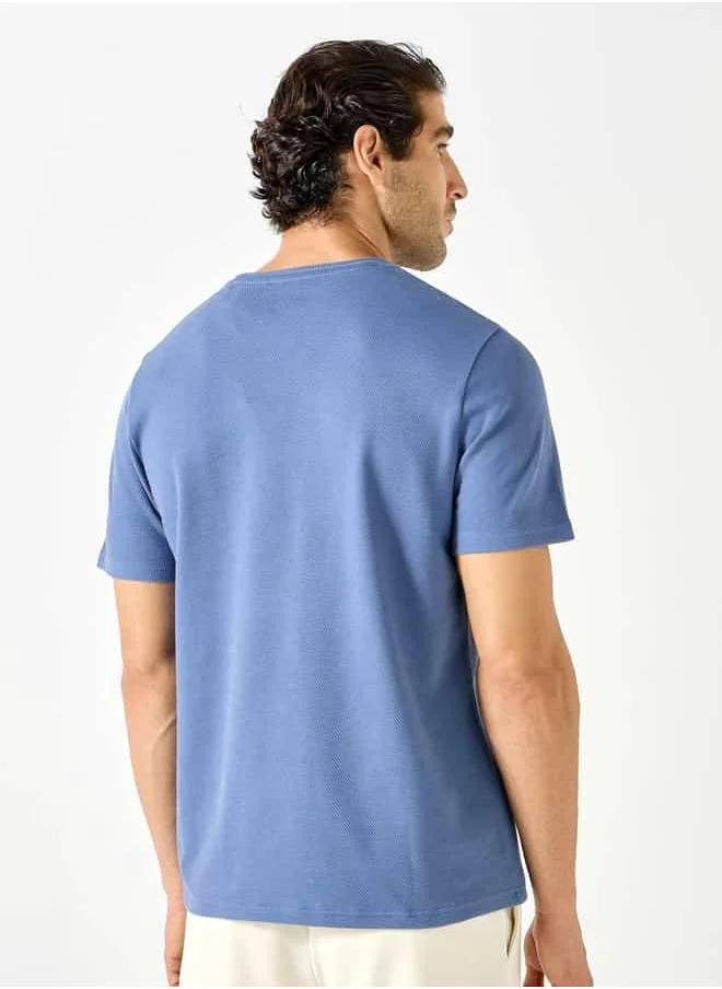 Iconic Iconic Textured Knit T-shirt with Short Sleeves
