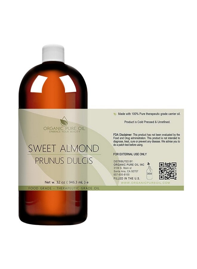 OPO Sweet Almond 100% Pure & Organic Cold Pressed Nongmo Unrefined Vegan Extra Virgin Unrefined Therapeutic Grade A 32 Oz For Face Hair Skin Body Lips By Organic Pure Oil Packaging May Vary - Image 4