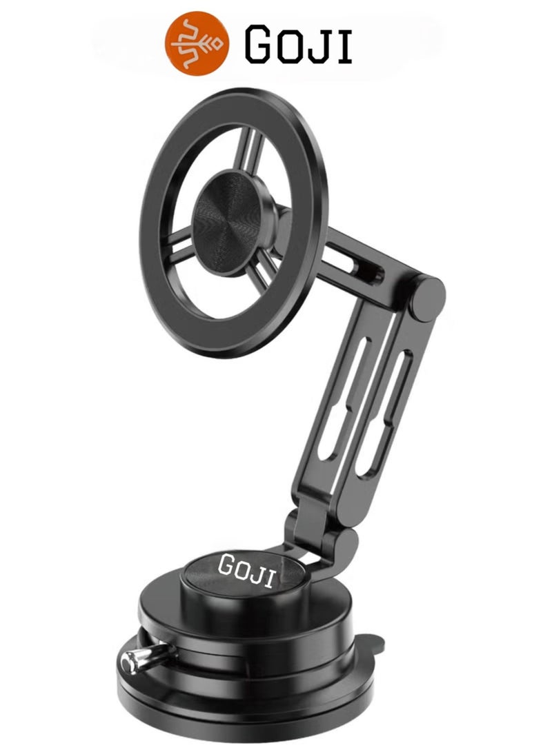GOJI Magnetic Phone Stand G20, 360° Rotation Adjustable Mobile Holder with Strong Magnet & Vacuum Suction Base, One-Hand Operation Foldable Desk & Car Phone Mount - Image 1