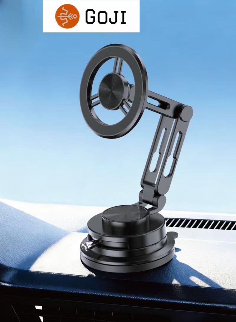 GOJI Magnetic Phone Stand G20, 360° Rotation Adjustable Mobile Holder with Strong Magnet & Vacuum Suction Base, One-Hand Operation Foldable Desk & Car Phone Mount - Image 3