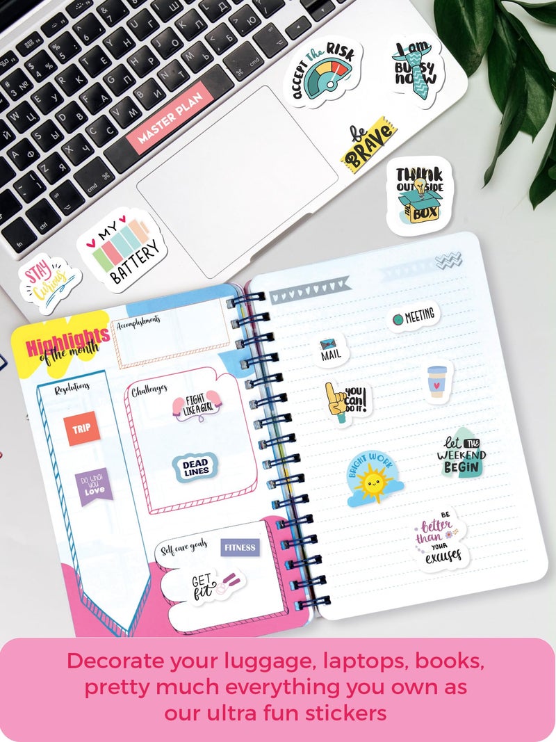 DOODLE 550+ Colourful & Quirky Stickers – 10-Page Self-Adhesive Sticker Booklet for Girls, Kids, Teens & Adults – Fun Decorative Stickers for Planners, Scrapbooks & Gifting (Get Ahead) - Image 4