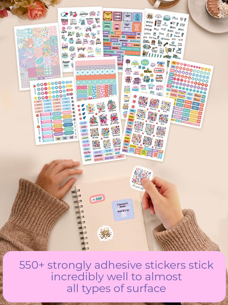 DOODLE 550+ Colourful & Quirky Stickers – 10-Page Self-Adhesive Sticker Booklet for Girls, Kids, Teens & Adults – Fun Decorative Stickers for Planners, Scrapbooks & Gifting (Get Ahead) - Image 3
