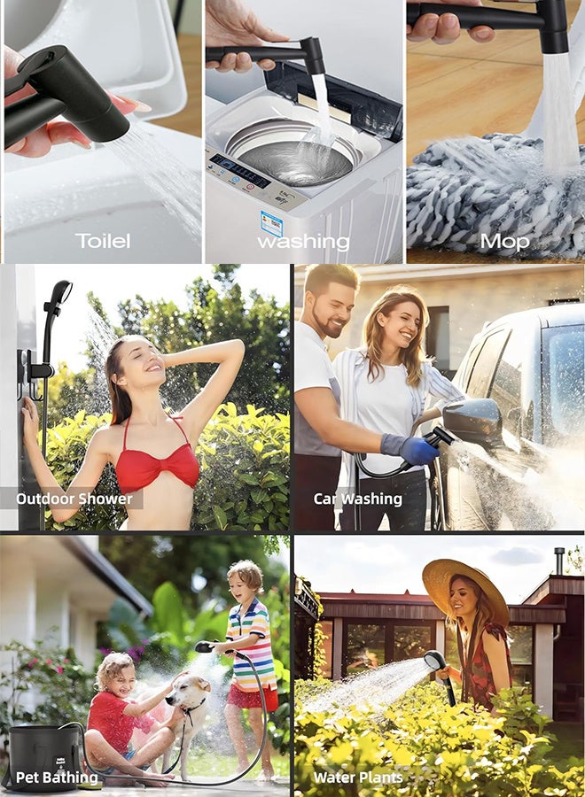 JOUDIYA Portable Camping Shower with 6000mAh Rechargeable Pump & Smart Display, Multi-Mode Spray Head and 20L Foldable Bucket, Outdoor Shower for Camping, Hiking, Travel, Car Washing and Backpacking - Image 2