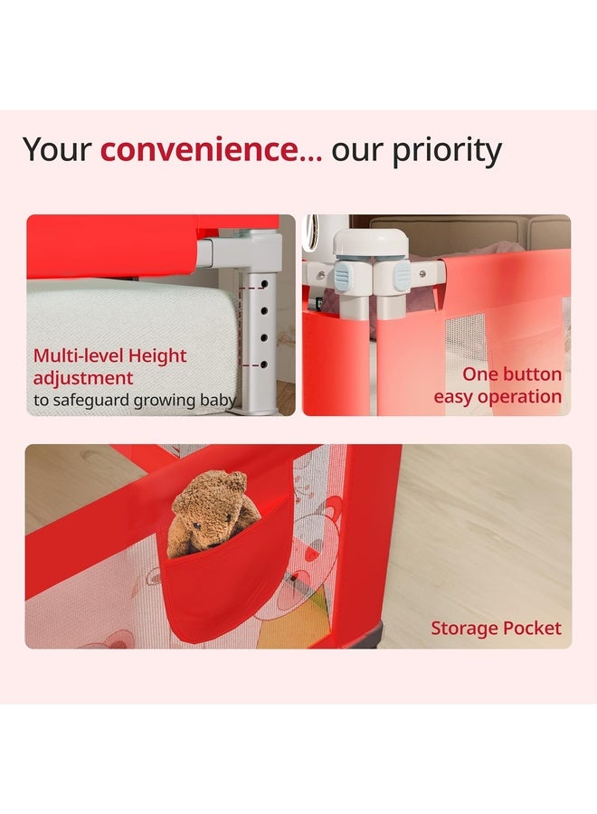 Luvlap Comfy Baby Bed Rail Guard (180cmx72cm), Bed Rails for Baby & Toddler Safety, Portable, Adjustable Height, Single Side Bed Rail, Pack of 1, Printed Red - Image 3