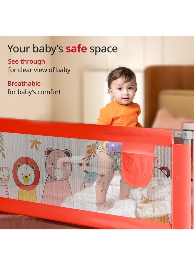 Luvlap Comfy Baby Bed Rail Guard (180cmx72cm), Bed Rails for Baby & Toddler Safety, Portable, Adjustable Height, Single Side Bed Rail, Pack of 1, Printed Red - Image 5