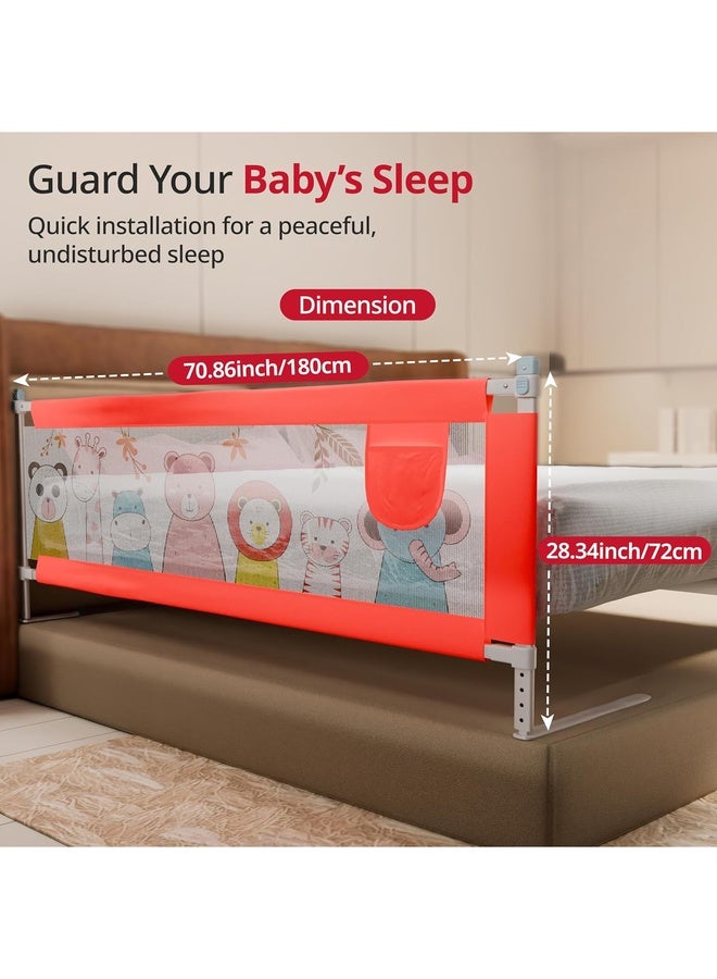 Luvlap Comfy Baby Bed Rail Guard (180cmx72cm), Bed Rails for Baby & Toddler Safety, Portable, Adjustable Height, Single Side Bed Rail, Pack of 1, Printed Red - Image 4