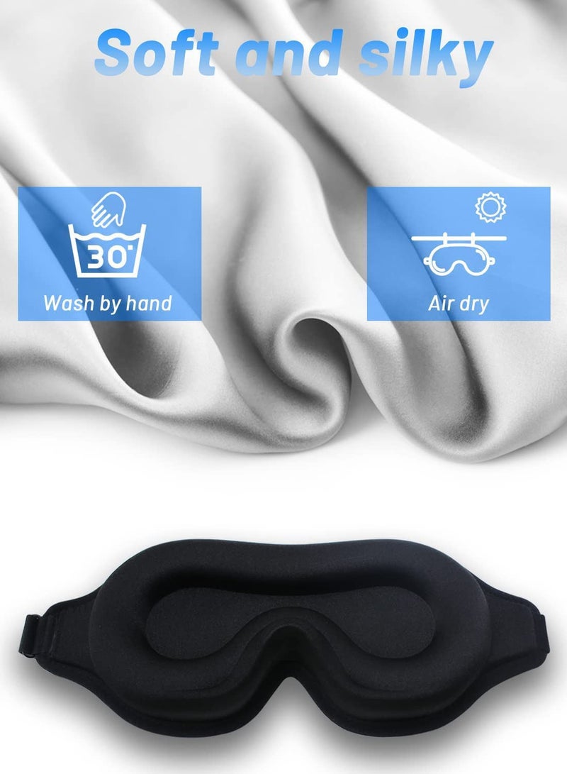 Sharpdo Sleep Mask For Men Women, Upgraded 3D Contoured Cup Eye Mask Blindfold, Block Out Light, Eye Mask With Adjustable Strap, Breathable & Soft For Sleeping, Yoga, Traveling (Black) - Image 3