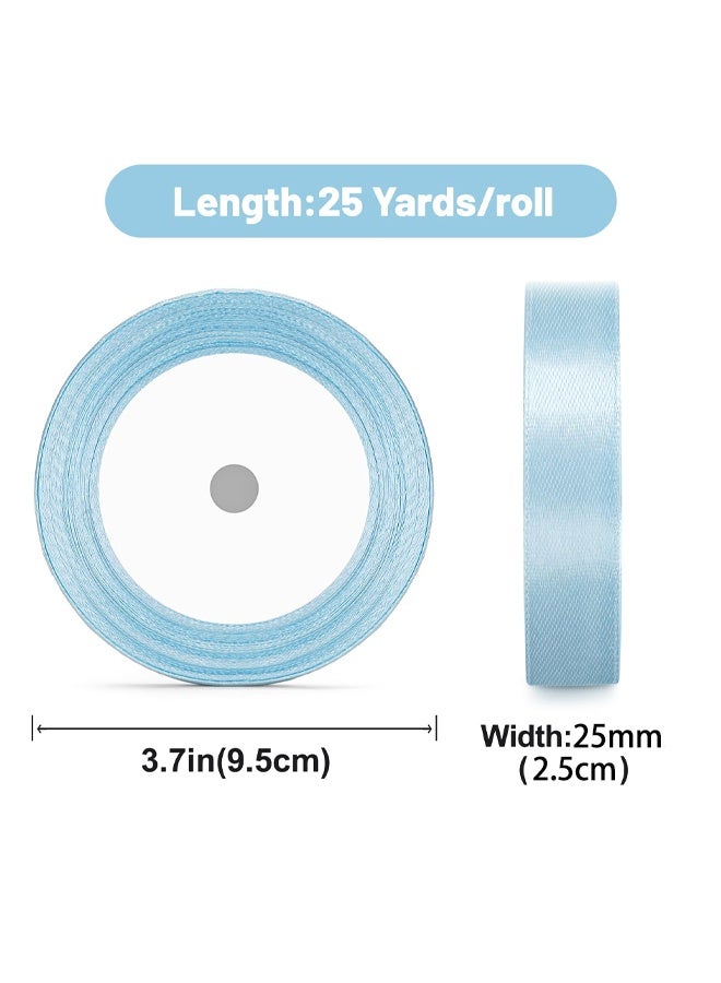 Baby Blue Satin Ribbons 25mm, Gift Wrap Ribbon for Gift Wrapping, Wedding Car, Christmas Craft, 22m - Image 2