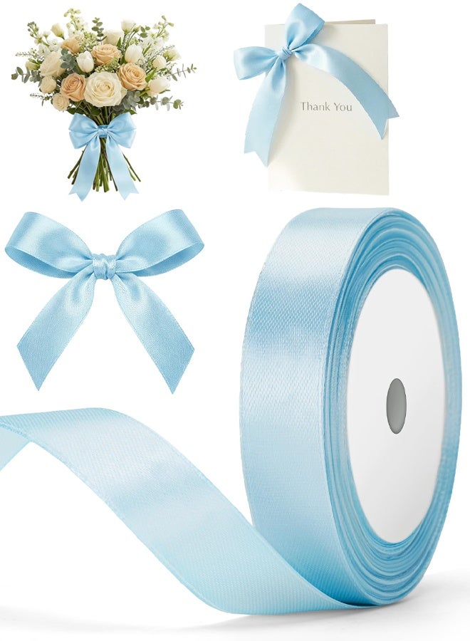 Baby Blue Satin Ribbons 25mm, Gift Wrap Ribbon for Gift Wrapping, Wedding Car, Christmas Craft, 22m - Image 1