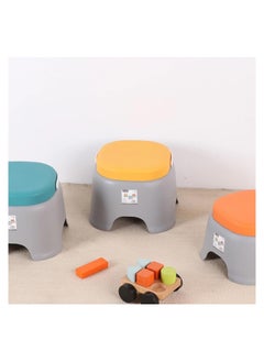 VIO Children Lightweight Portable Plastic Non Slip Stackable Stool for Kindergarten Preschool Durable Easy Carry Stool with Handle in Vibrant Colors Yellow Medium  - Image 4