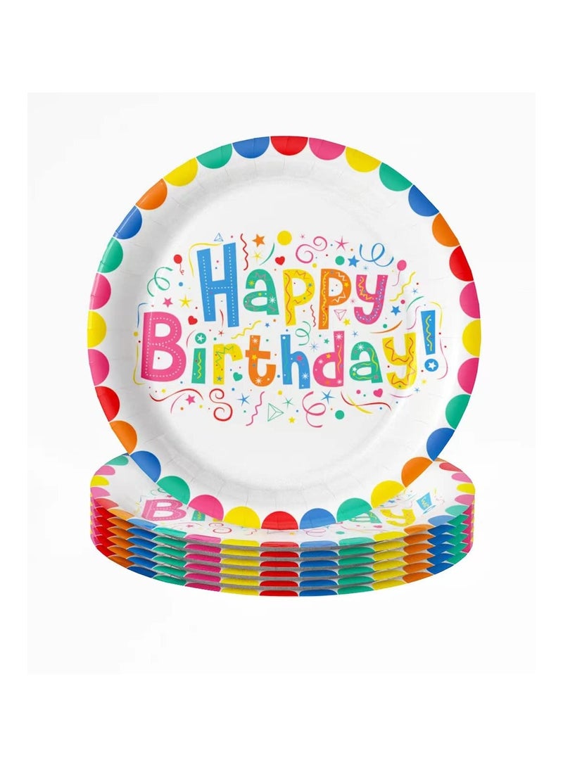 SOLARAE 132 Pcs Birthday Party Tableware Set Party Paper Plates Cups Napkins Tablecloth Straws Birthday Party Supplies Decorations for 20 Guests - Image 4