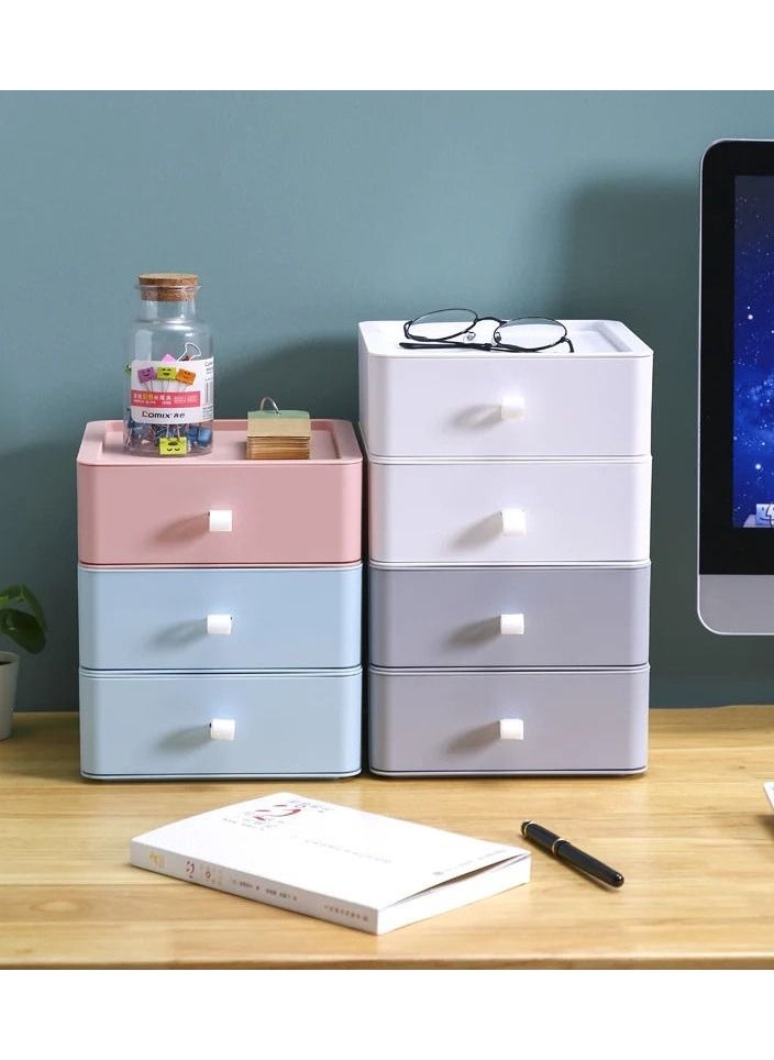Plan A - Multifunctional Stackable Storage Tray Organizer for Home Office Table Kitchen Bathroom Organizer - White - Image 1
