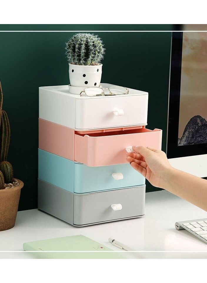 Plan A - Multifunctional Stackable Storage Tray Organizer for Home Office Table Kitchen Bathroom Organizer - White - Image 1