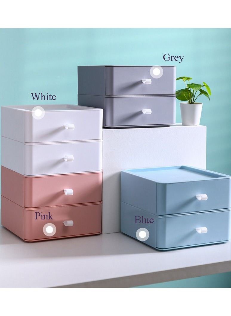Plan A - Multifunctional Stackable Storage Tray Organizer for Home Office Table Kitchen Bathroom Organizer - White - Image 1