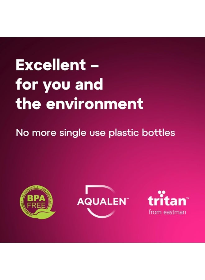 Aquaphor City Water Filter Bottle 1000ml, Portable Reusable Bottle with 150L Long-Lasting Cartridge, Removes Chlorine, Heavy Metals, Toxins & Odors, Improves Taste, Eco-Friendly BPA-Free Travel Water Purifier Bottle with Strap & Protective Cap (Pink) - Image 5