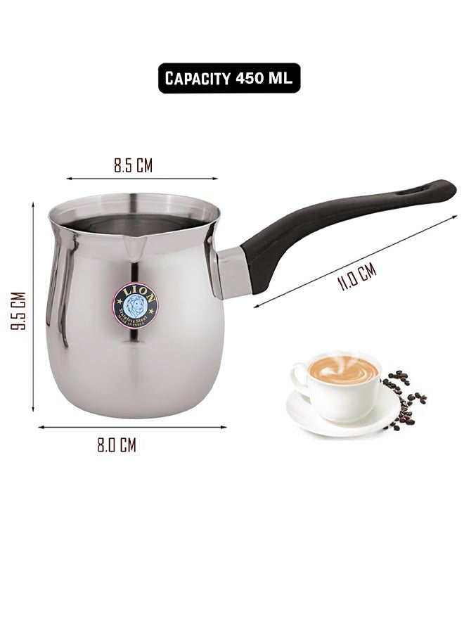 Lion Premium Stainless Steel Coffee Warmer & Tea Pot, 450ml, Cool-Touch Handle, Spout Design – Multipurpose for Brewing Coffee, Tea, Hot Chocolate, Butter Melting & More, Durable Quality - Image 5