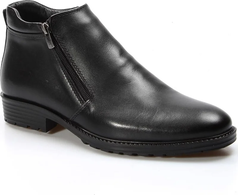 Fast Step Genuine Leather Fur Black Men's Classic Boots 671kma304