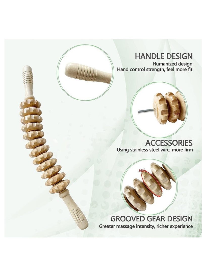 KENSON Curved Wooden Massage Roller, Multi-Functional Body Roller for Waist and Thigh, Wooden Massager Handheld Roller for Cellulite Reduction and Muscle Tension - Image 5