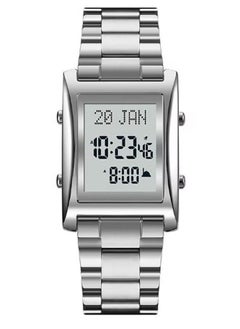 SKMEI Luxury Stainless Steel Digital Azan Prayer Alarm Wrist Watch  - Image 1