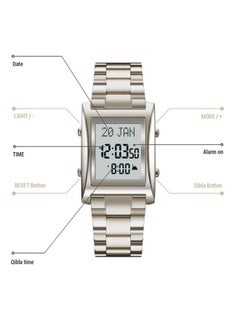 SKMEI Luxury Stainless Steel Digital Azan Prayer Alarm Wrist Watch  - Image 3