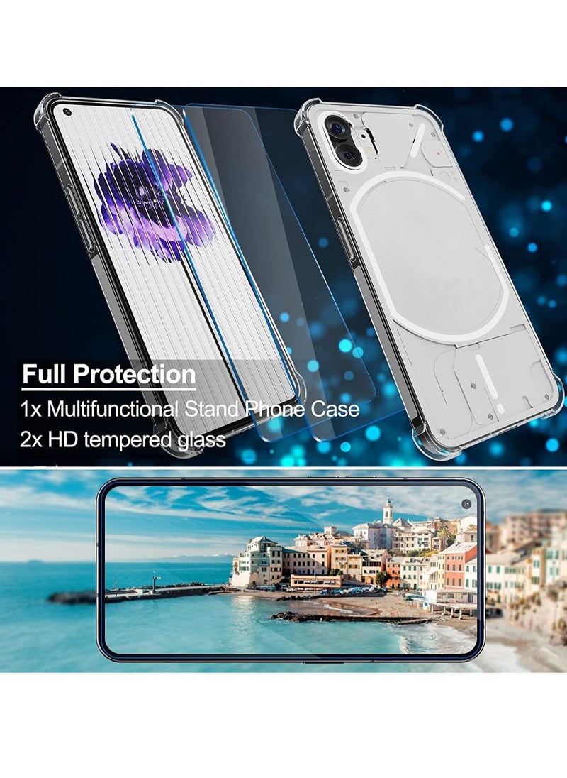 Raxoom Nothing Phone 1 Case with 2 Pack Tempered Glass Screen Protector, Crystal Clear TPU Silicone Case with Airbag Corners, Drop Protection Cover - Image 3