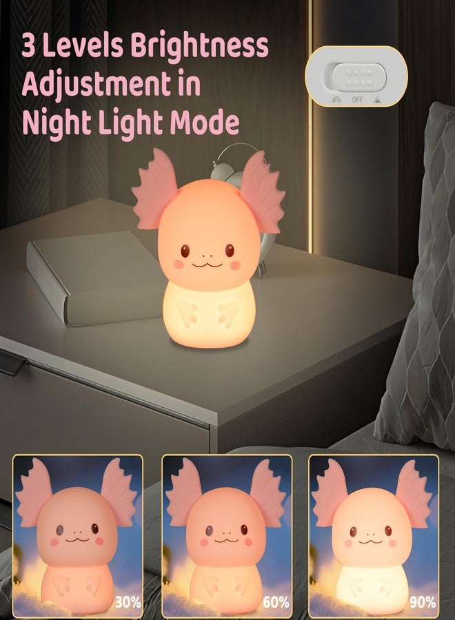 Aokpsrt Axolotl Night Light for Kids, Rechargeable LED Silicone Lamp with 7 Colors Changing, Adjustable Brightness, Touch Control, Cute Room Decor, Bedside Nightlight, Birthday Gifts for Boys and Girls - Image 4