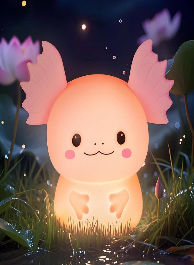 Aokpsrt Axolotl Night Light for Kids, Rechargeable LED Silicone Lamp with 7 Colors Changing, Adjustable Brightness, Touch Control, Cute Room Decor, Bedside Nightlight, Birthday Gifts for Boys and Girls - Image 1